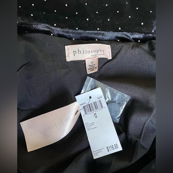 NWT Philosophy Republic Clothing Black Velvet Rhinestone Blazer 12 MSRP $118 - Picture 3 of 6